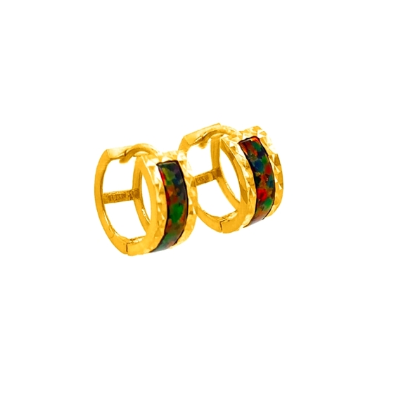 Opal Hoop Earrings In 14K Yellow Gold Women Jewelry